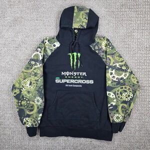 Monster Energy AMA Supercross Hoodie Mens Medium Black Camo Gears Pullover